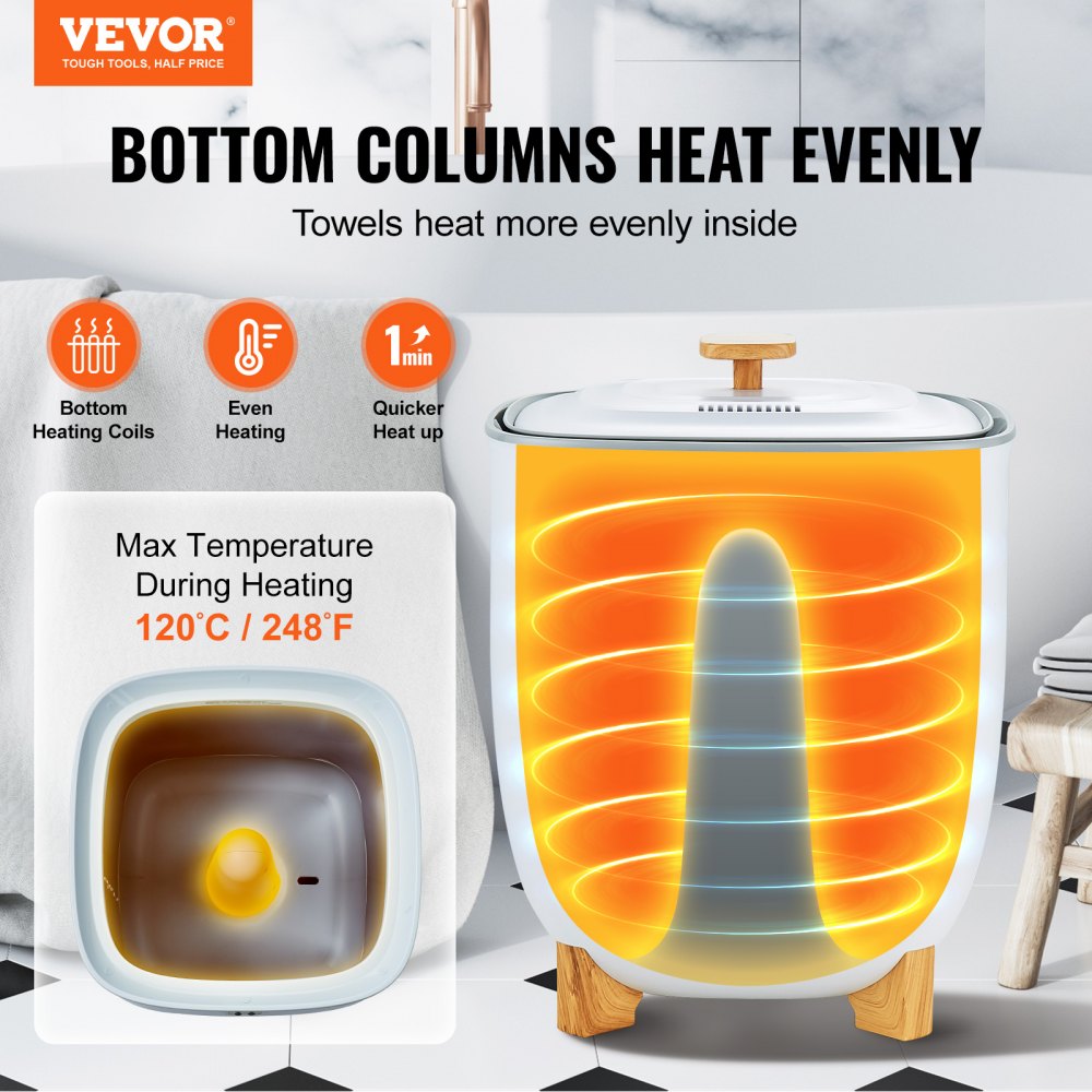 Bostome 25L towel warmer bucket with two heating modes and safety auto shut-off feature.