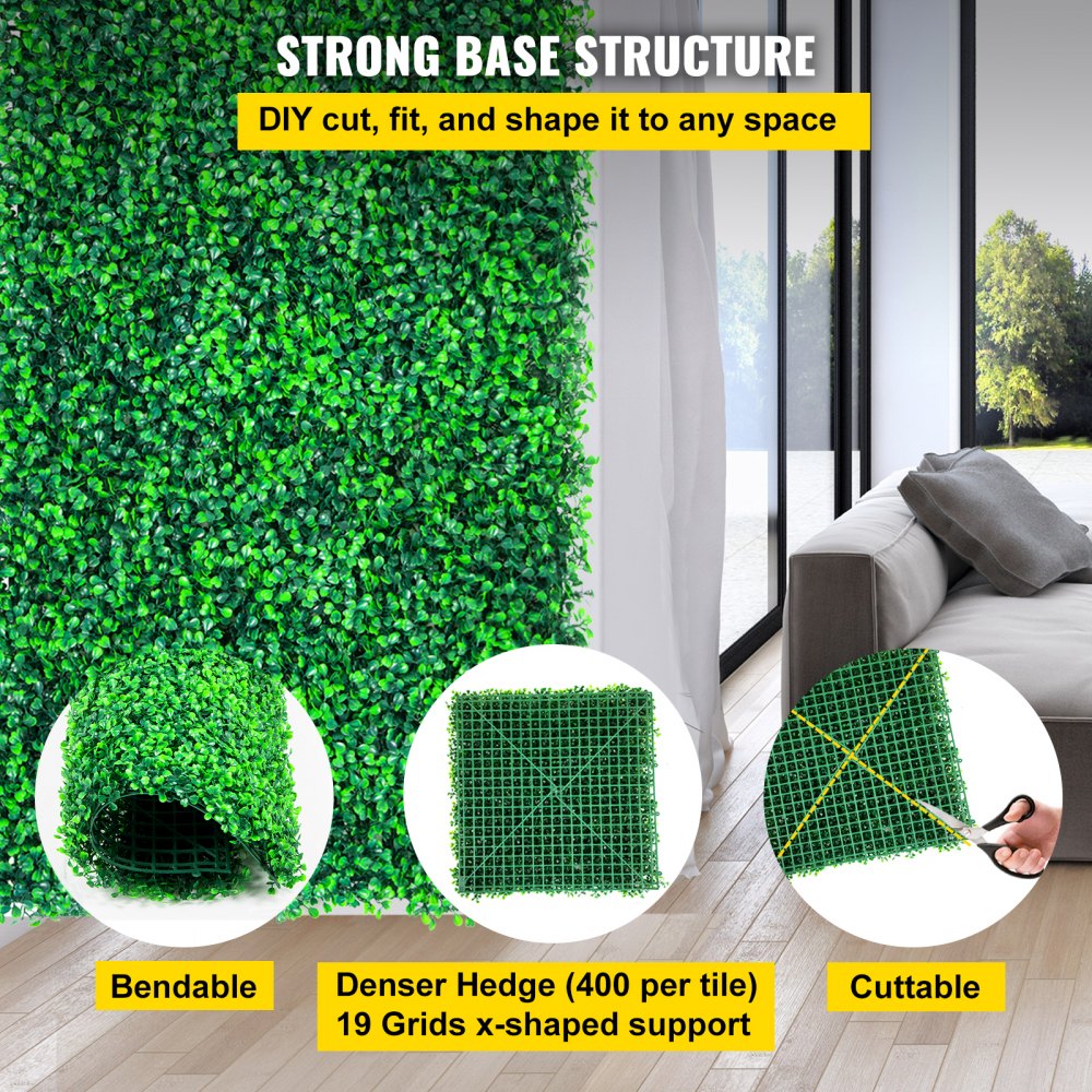 Artificial Boxwood Panels, 14 PCS 20"x20" Boxwood Hedge Wall Panels, PE Artificial Grass Backdrop Wall 1.6", Privacy Hedge Screen for Decoration of Outdoor, Indoor, Garden, Fence, and Backyard