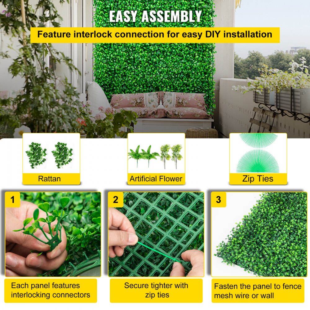 Artificial Boxwood Panels, 14 PCS 20"x20" Boxwood Hedge Wall Panels, PE Artificial Grass Backdrop Wall 1.6", Privacy Hedge Screen for Decoration of Outdoor, Indoor, Garden, Fence, and Backyard
