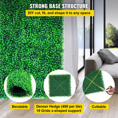 Artificial Boxwood Panels, 20 PCS 20"x20" Boxwood Hedge Wall Panels, PE Artificial Grass Backdrop Wall 1.6", Privacy Hedge Screen for Decoration of Outdoor, Indoor, Garden, Fence, and Backyard
