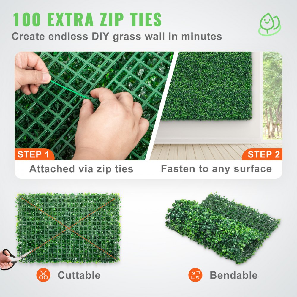 12PCS 24"x16" Grass Wall Panels for 32 SQ Feet, Boxwood Hedge Wall Panels, Artificial Grass Backdrop Wall 1.6", Privacy Hedge Screen UV Protected for Outdoor Indoor Garden Fence Backyard