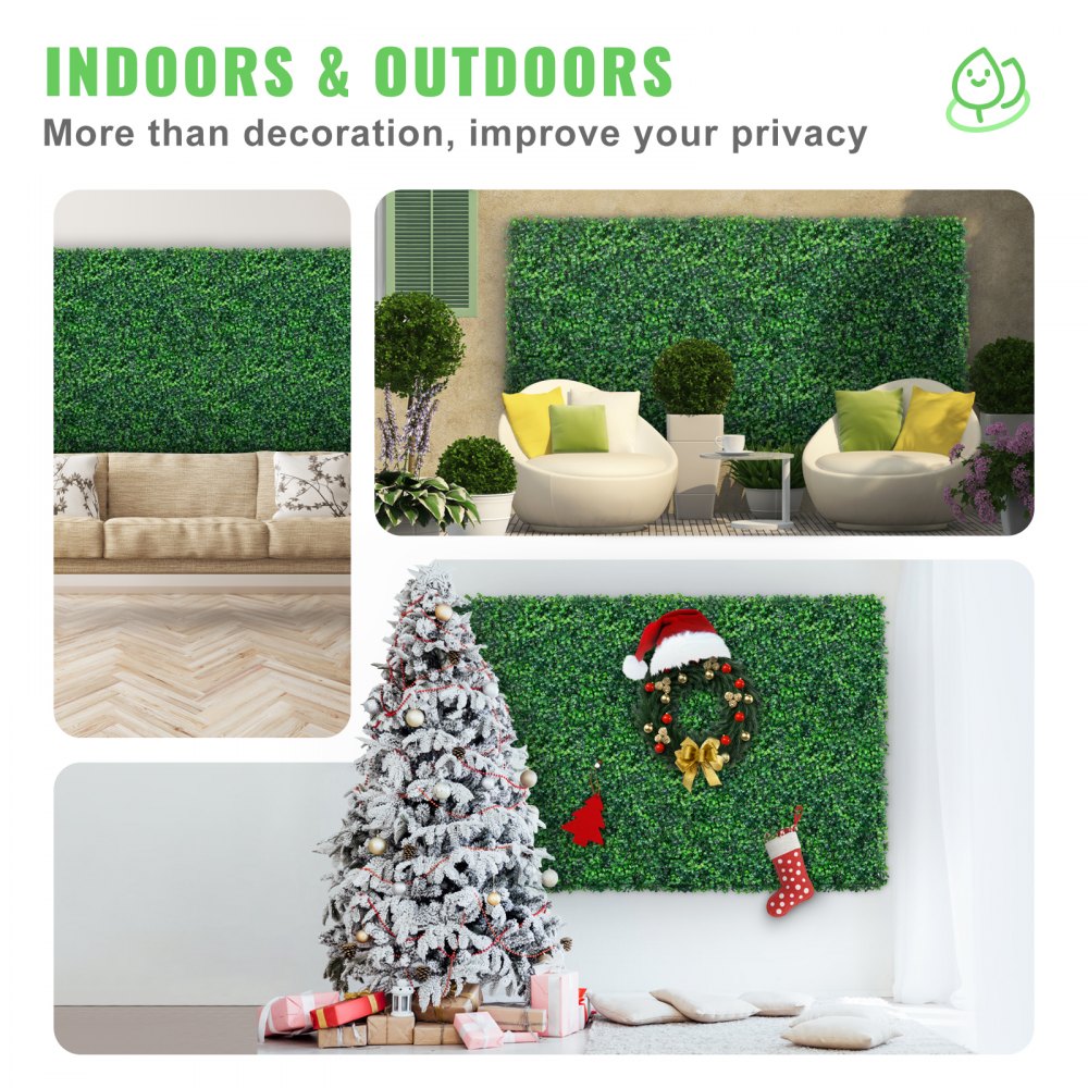 12PCS 24"x16" Grass Wall Panels for 32 SQ Feet, Boxwood Hedge Wall Panels, Artificial Grass Backdrop Wall 1.6", Privacy Hedge Screen UV Protected for Outdoor Indoor Garden Fence Backyard