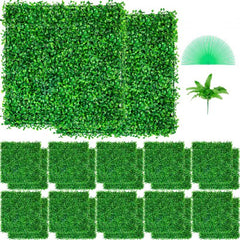 Artificial Boxwood Panel UV 24pcs Boxwood Hedge Wall Panels Artificial Grass Backdrop Wall 10" X 10" 4 cm Green Grass Wall, Fake Hedge for Decor Privacy Fence Indoor, Outdoor Garden Backyard