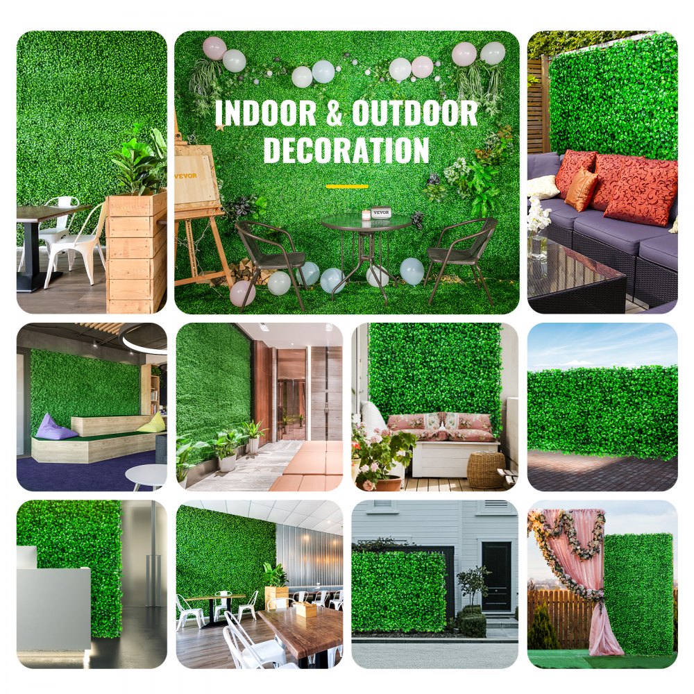 Artificial Boxwood Panel UV 48pcs Boxwood Hedge Wall Panels Artificial Grass Backdrop Wall 10X10" 4cm Green Grass Wall Fake Hedge for Decor Privacy Fence Indoor Outdoor Garden Backyard