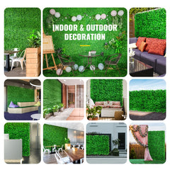 Artificial Boxwood Panel UV 48pcs Boxwood Hedge Wall Panels Artificial Grass Backdrop Wall 10X10" 4cm Green Grass Wall Fake Hedge for Decor Privacy Fence Indoor Outdoor Garden Backyard