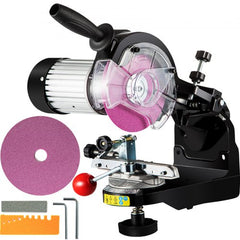 Bostome 230W electric chainsaw sharpener with multi-angle vise, 3000 RPM motor, and grinding wheel.