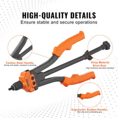 Rivet Nut Tool, 14” Rivnut Tool Kit with 7 PCS Metric and SAE Mandrels, 70 PCS Assorted Rivet Nuts, 10-24, 1/4-20, M6, 5/16-18, M8, 3/8-16, M10, Rivet Nut Kit With Rugged Carrying Case