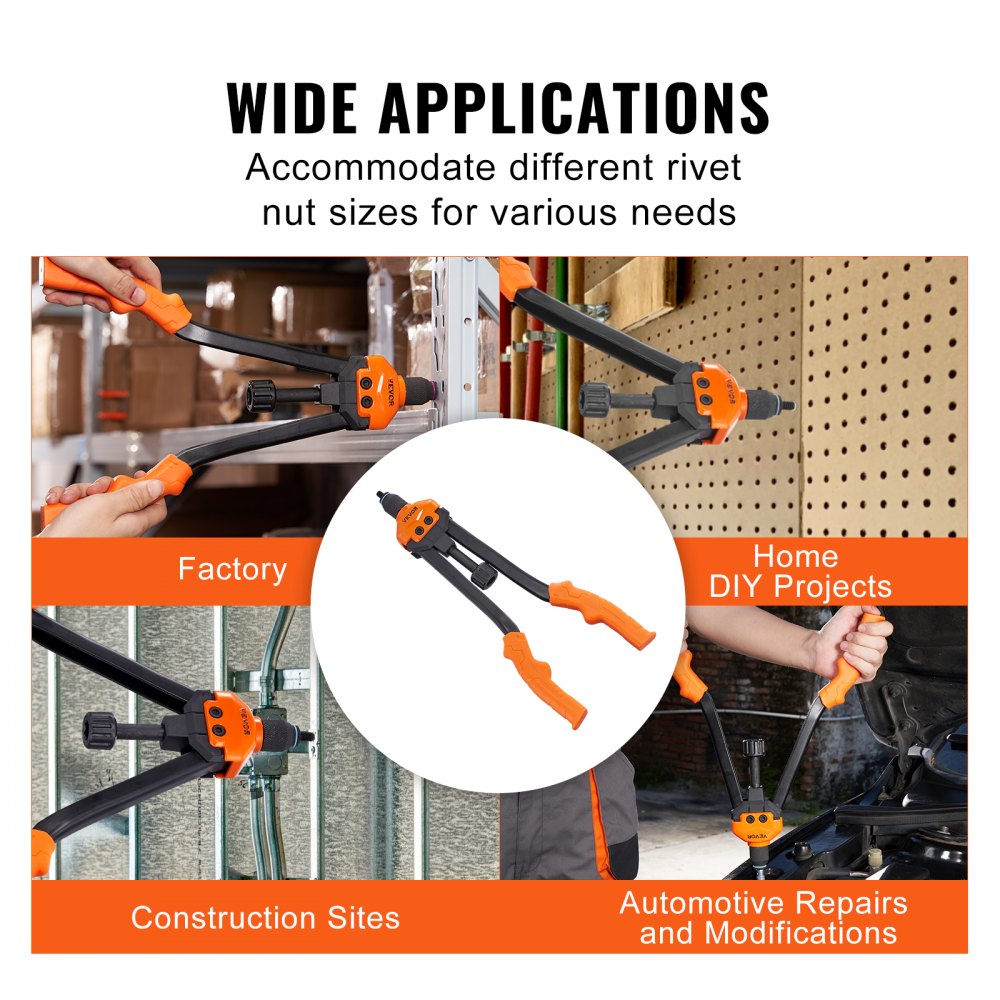 16" Rivet Nut Tool, Labor-Saving Rivnut Tool Kit with 13PCS Metric & SAE Mandrels, 186PCS Rivet Nuts,M3, M4, M5, M6, M8, M10, M12, 1/4-20, 5/16-18, 3/8-16,1/2-13, 8-32, 10-24 With Carrying Case
