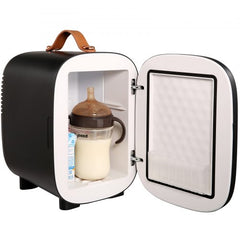 Vevor Mini Fridge, 4 Liter/6 Can Small Refrigerator for Beverage Skincare & Cosmetic, AC/DC Cooler & Warmer, Mute Portable Tiny Fridge for Bedroom Office Dorm Desk Car Travel, ETL Certified, Black