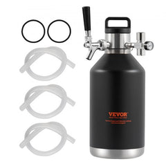 Beer Growler Tap System, 128Oz 4L Mini Keg, 304 Stainless Steel Pressurized Beer Growler, Keg Growler with Pressure Display, CO2 Regulator Faucet, Leak-Proof Ring For Draft, Homebrew, Craft Beer