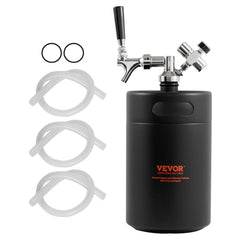 Beer Growler Tap System, 170Oz 5L Mini Keg, 304 Stainless Steel Pressurized Beer Growler, Keg Growler with Pressure Display, CO2 Regulator Faucet, Leak-Proof Ring For Draft, Homebrew, Craft Beer
