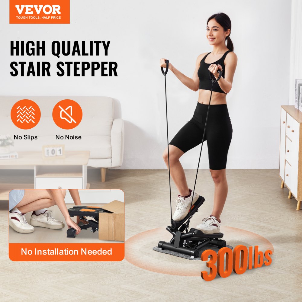 Bostome Mini Twist Stair Stepper with hydraulic system, non-slip pedals, and resistance bands.
