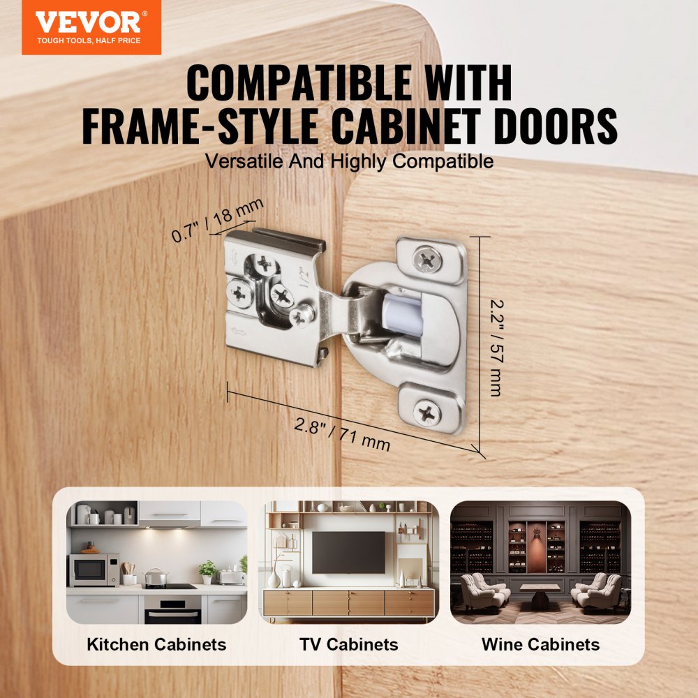 Cabinet Door Hinges 60 Packs Partial Overlay Soft Close for Framed Type