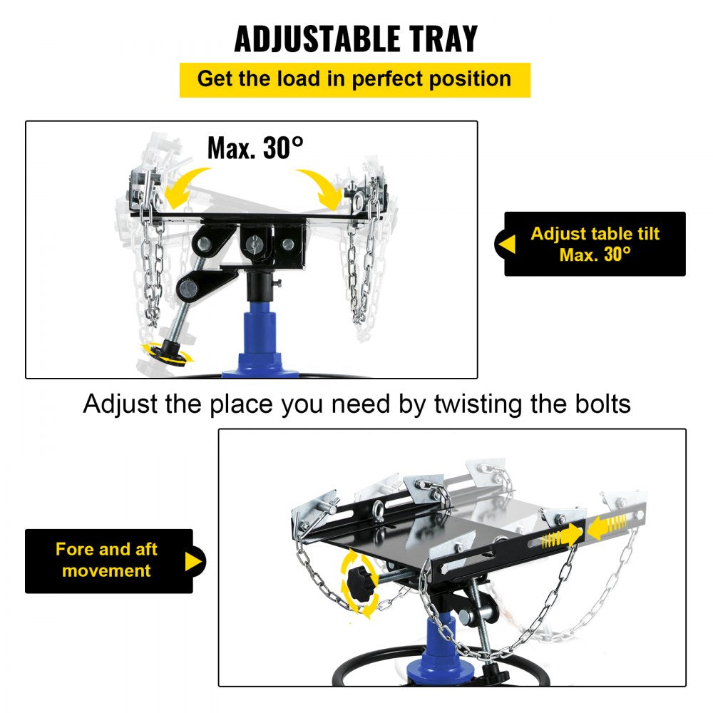 Transmission Jack, 33"-67" High Lift, 1100 lbs Hydraulic Telescoping Transmission Jack, 2-Stage Floor Jack Stand 1/2 Ton Capacity with Foot Pedal, 360° Swivel Wheel, Garage/Shop Lift Hoist