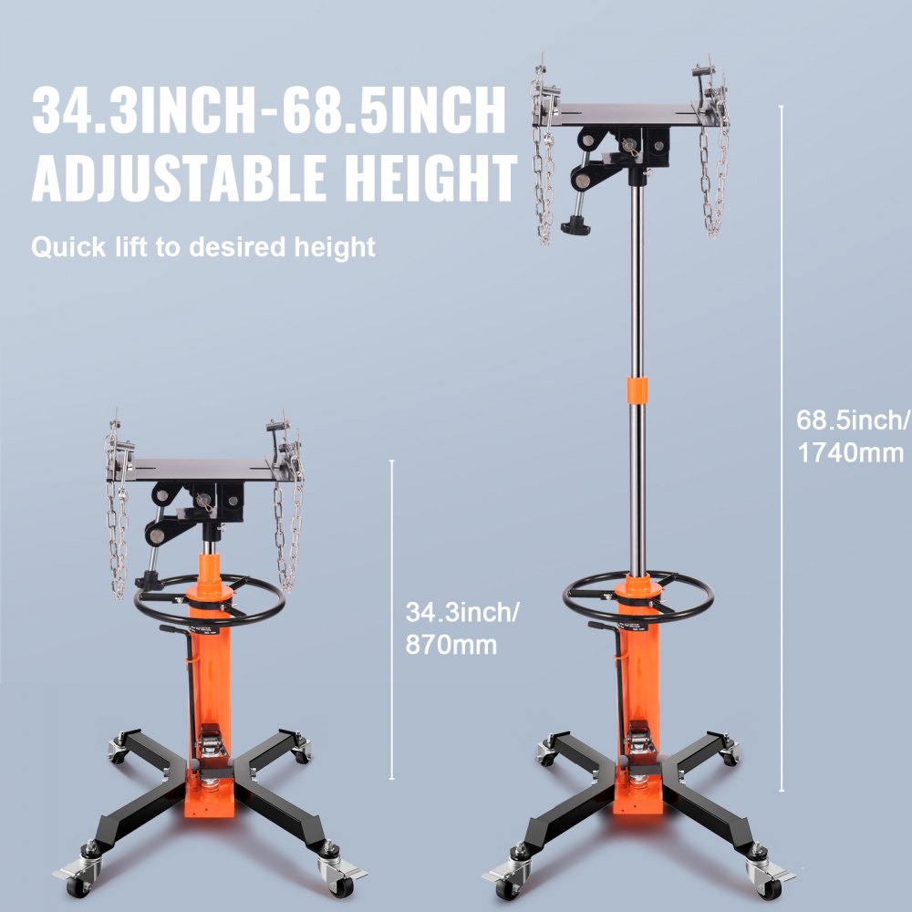 Hydraulic Transmission Jack 1322 lbs 360° Swivel Wheels For Car Lift