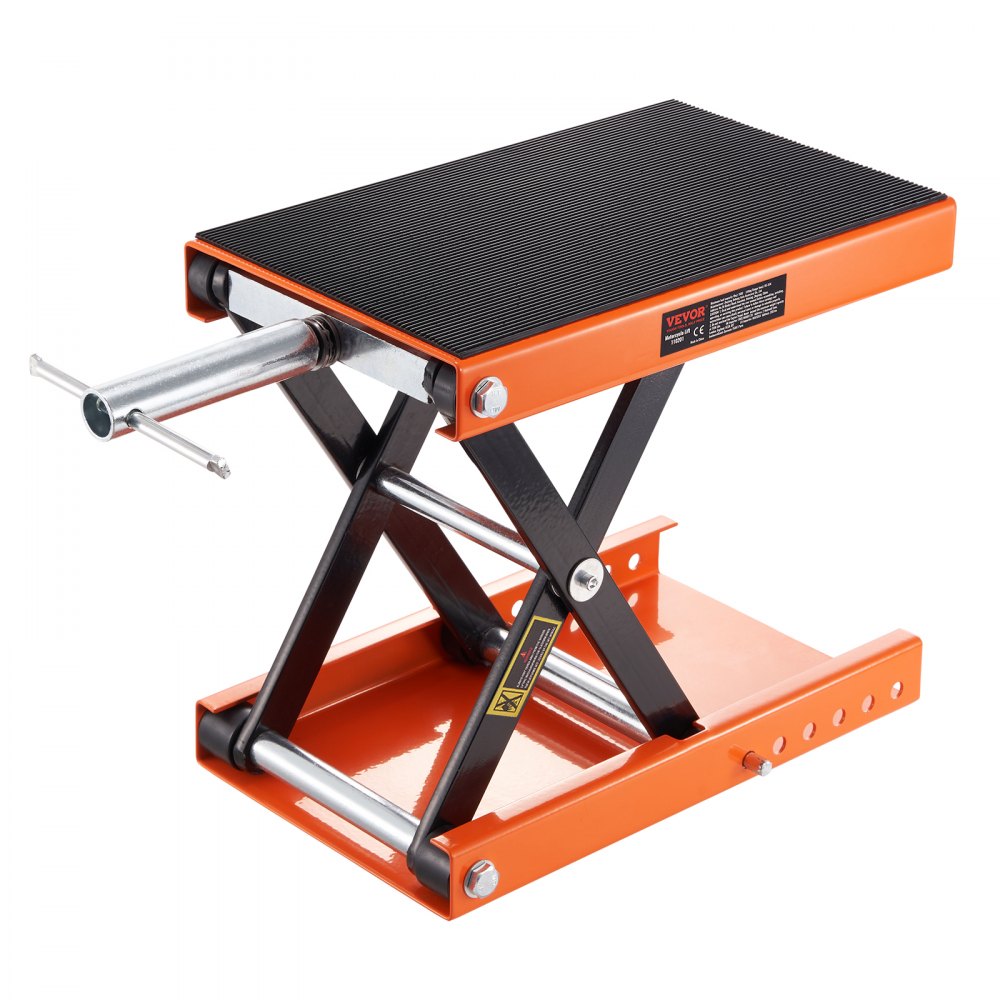 Motorcycle Lift, 1100 LBS Motorcycle Scissor Lift Jack with Wide Deck & Safety Pin, 3.7"-13.8" Center Hoist Crank Stand, Steel Scissor Jack for Street Bikes, Cruiser Bikes, Touring Motorcycles