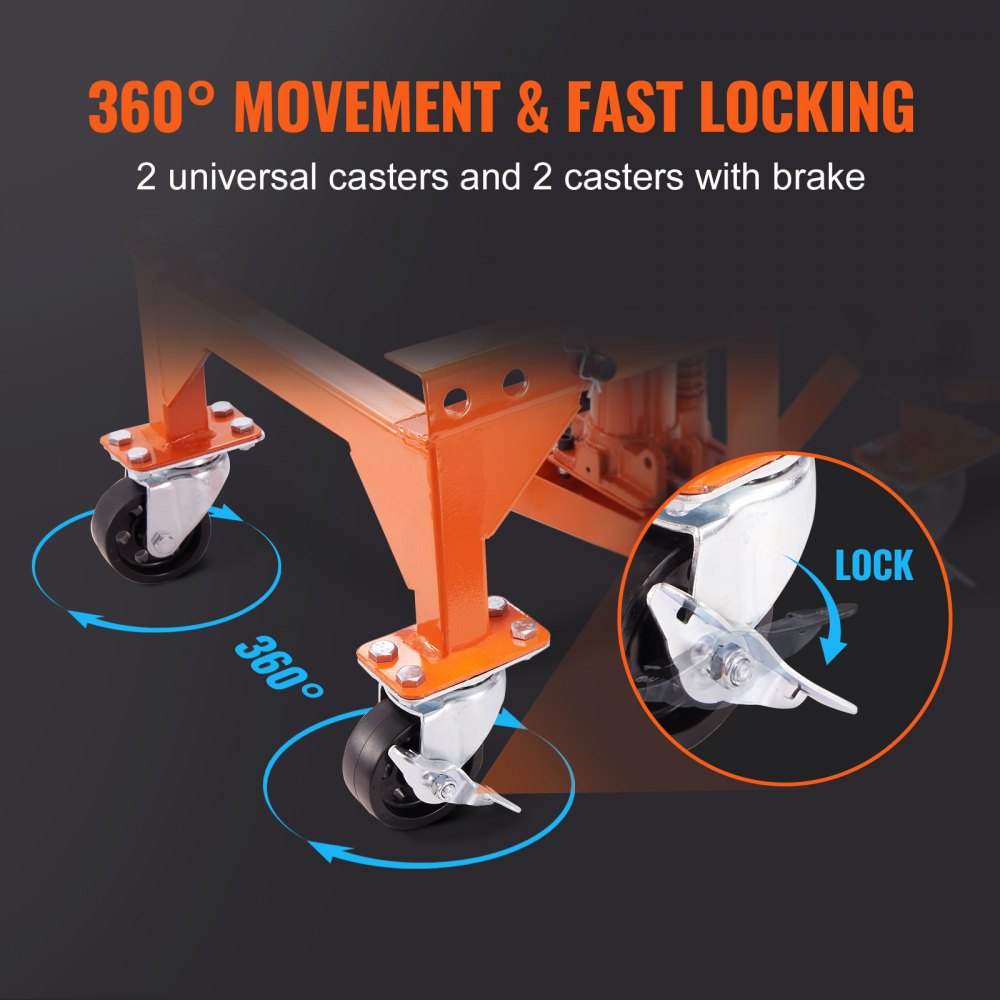 Hydraulic Motorcycle Lift Table, 350 LBS Capacity Motorcycle Scissor Jack Lift with Wide Deck, J-hooks, 4 Wheels, Hydraulic Foot-Operated Jack Stand for ATV Dirt Bikes