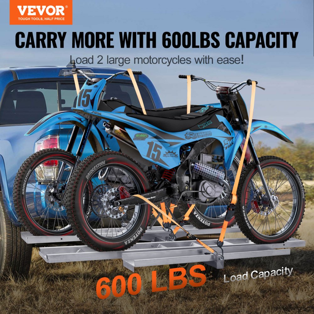 Motorcycle Carrier Scooter Dirt Bike Hitch Mount 600LBS Rack Ramp Hauler