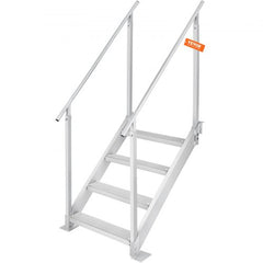 Dock Ladder 4 Step, Dock Stairs 30``-38`` Adjustable Height, 500 lbs Load Capacity, Aluminum Pontoon Boat Ladder with Dual Handrails & Nonslip Rubber Mat for Ship/Lake/Pool/Marine Boarding