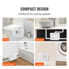 Macerator Pump, 700W, 9600 L/h Flow, 32.8 ft/10 m Head, Macerator Sewerage Sump Pump with 3 Water Inlets for Toilet, Basement, Kitchen, Sink, Shower, Bathtub Waste Water Disposal Upflush Machine