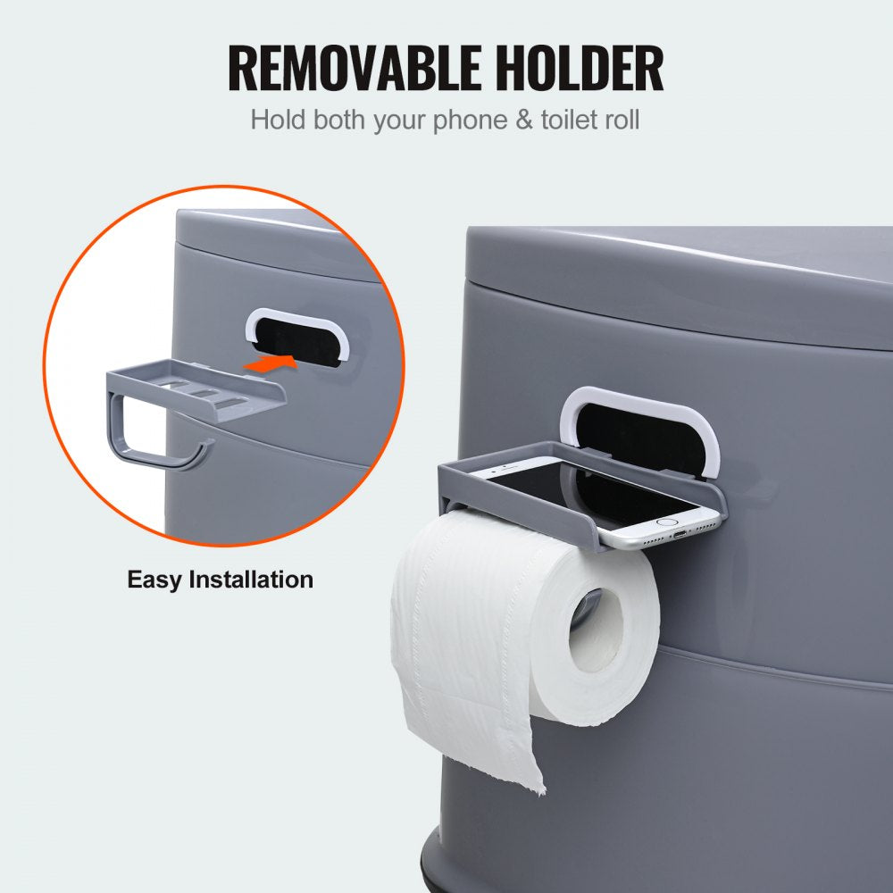 Portable Toilet for Camping, Porta Potty with 1.3 Gal Detachable Inner Bucket & Removable Paper Holder, Commode with Dual Lids, Travel Toilet for Adults Kids Outdoor Camping Car Long Road Trips