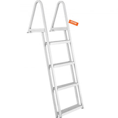 Dock Ladder, Removable 4 Steps, 350 lbs Load Capacity, Aluminum Alloy Pontoon Boat Ladder with 4`` Wide Step & Nonslip Rubber Mat, Easy to Install for Ship/Lake/Pool/Marine Boarding