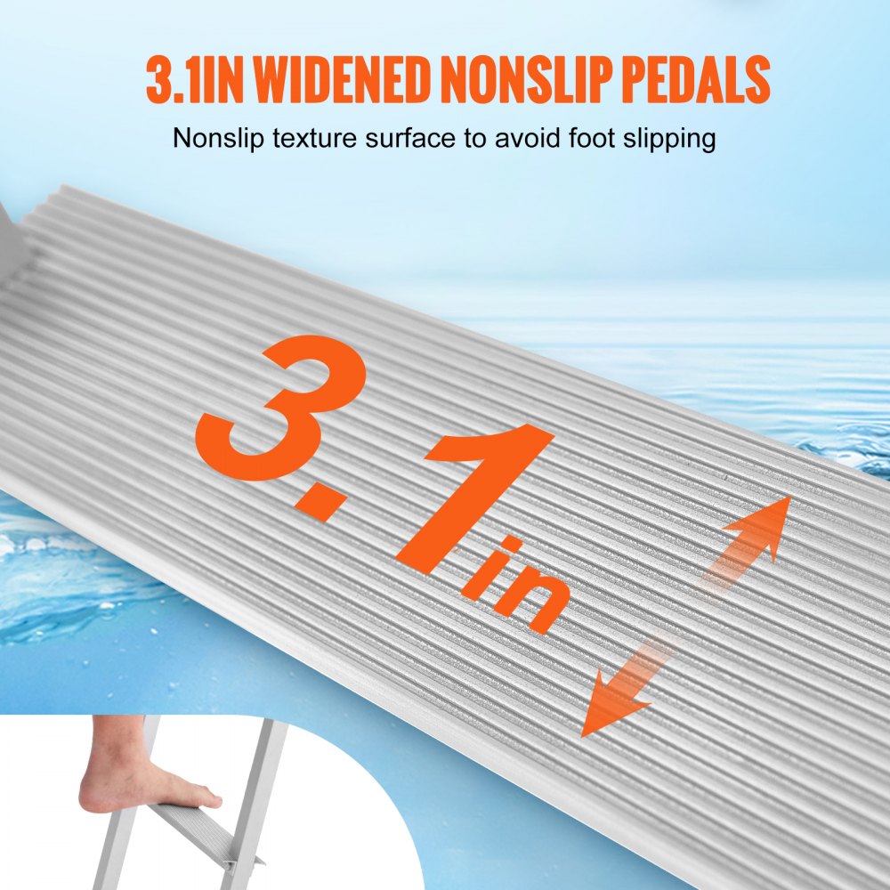 Dock Ladder, Removable 3 Steps, 500 lbs Load Capacity, Aluminum Alloy Pontoon Boat Ladder with 3.1`` Wide Step & Nonslip Rubber Mat, Easy to Install for Ship/Lake/Pool/Marine Boarding