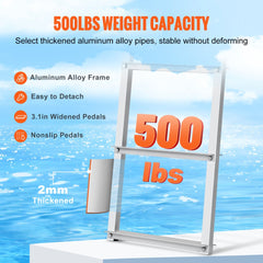 Dock Ladder, Removable 5 Steps, 500 lbs Load Capacity, Aluminum Alloy Pontoon Boat Ladder with 3.1`` Wide Step & Nonslip Rubber Mat, Easy to Install for Ship/Lake/Pool/Marine Boarding