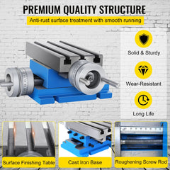 Bostome milling machine cross slide work table with precision scales and stable cast iron base.