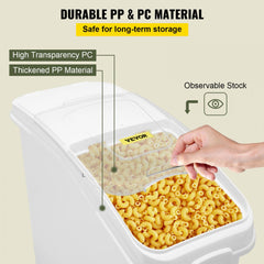 27 Gallon Ingredient Storage Bin 500 Cup Ingredient Bin with Scoop and Sliding Lid Commercial Food Container Ideal for Kitchen, White