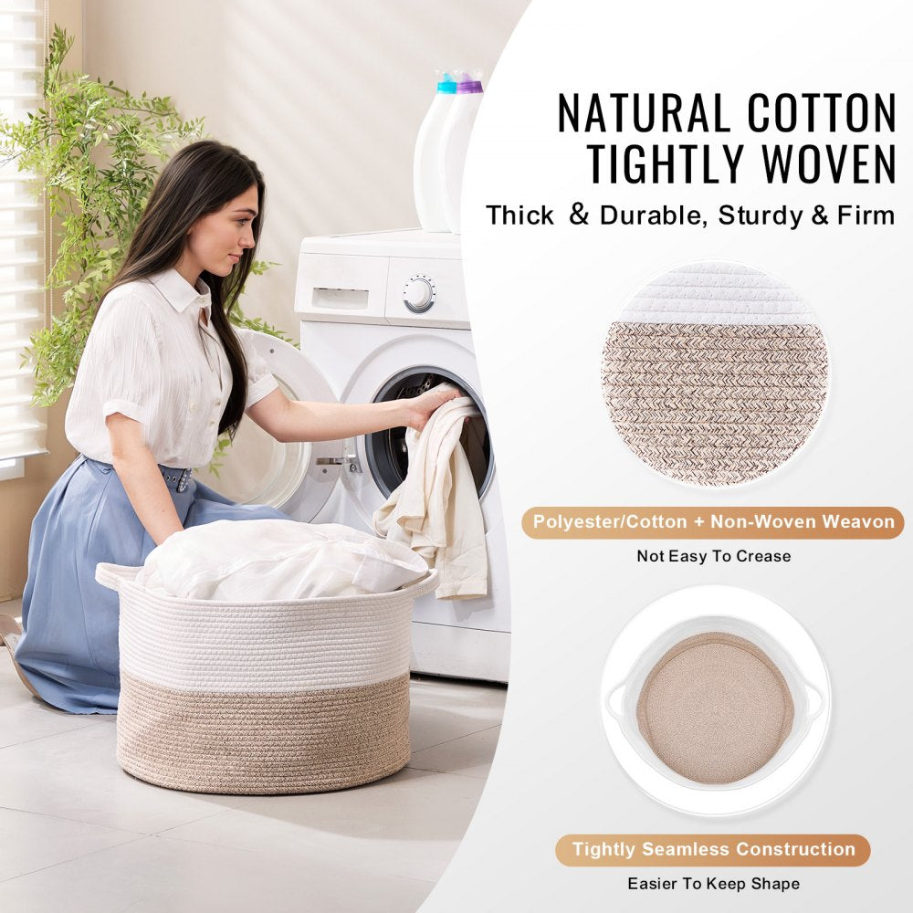 Cotton Rope Storage Basket 67L Woven Blanket Basket 20 x 20 x 13 in