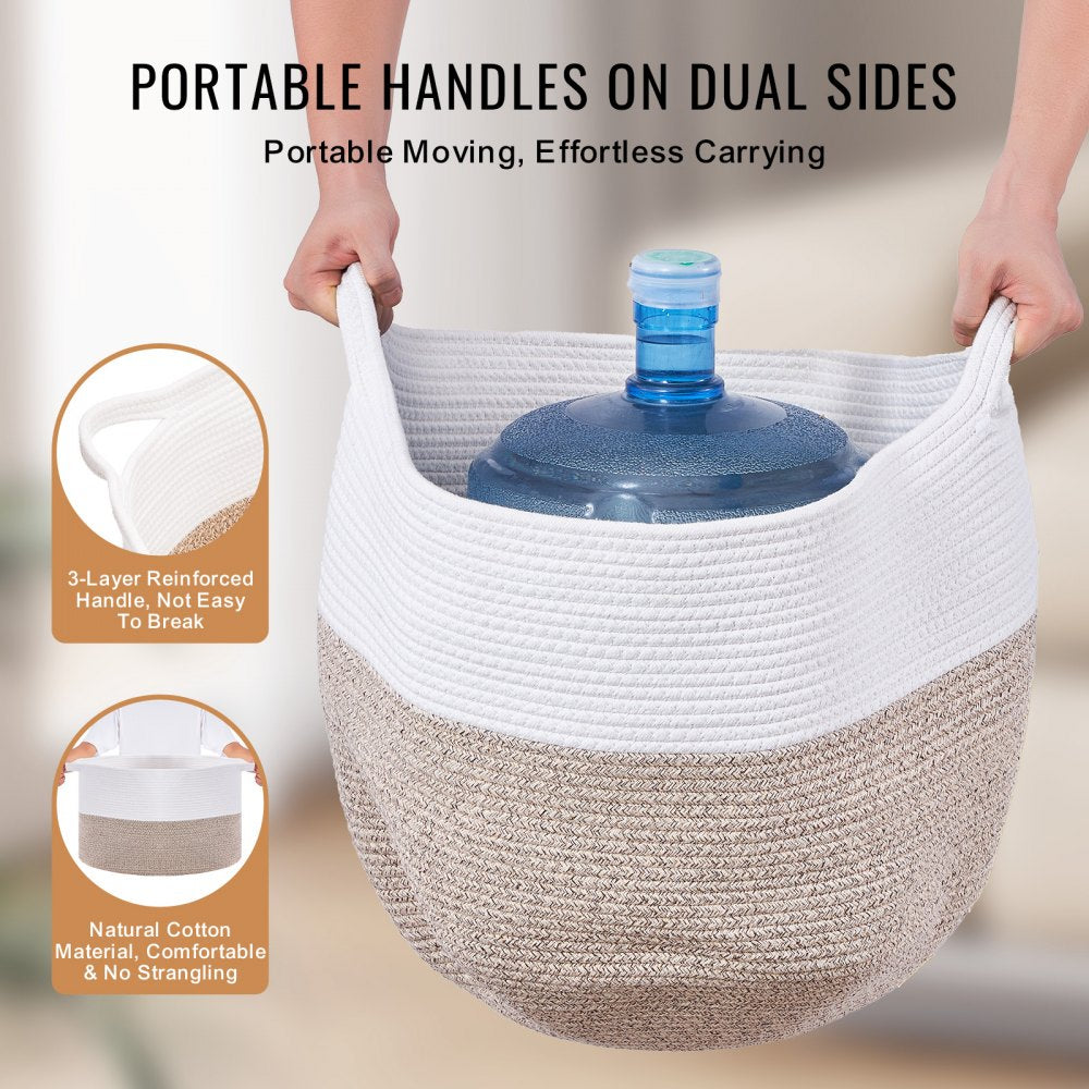 Cotton Rope Storage Basket 67L Woven Blanket Basket 20 x 20 x 13 in