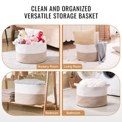 Cotton Rope Storage Basket 67L Woven Blanket Basket 20 x 20 x 13 in