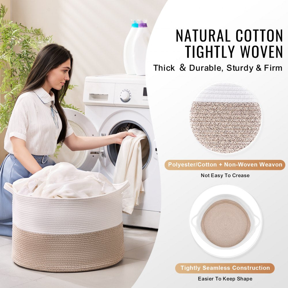Cotton Rope Storage Basket 87L Woven Blanket Basket 20 x 20 x 14 in