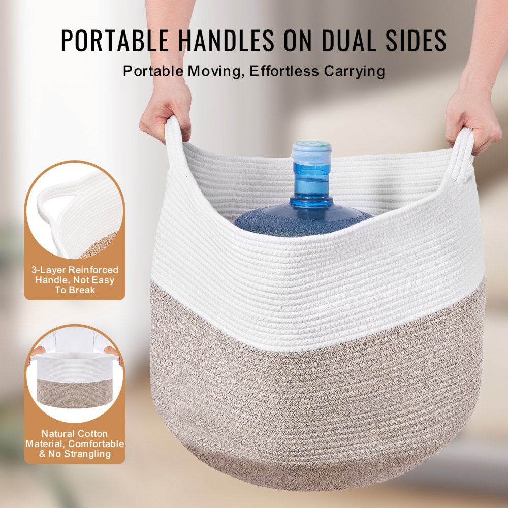 Cotton Rope Storage Basket 87L Woven Blanket Basket 20 x 20 x 14 in