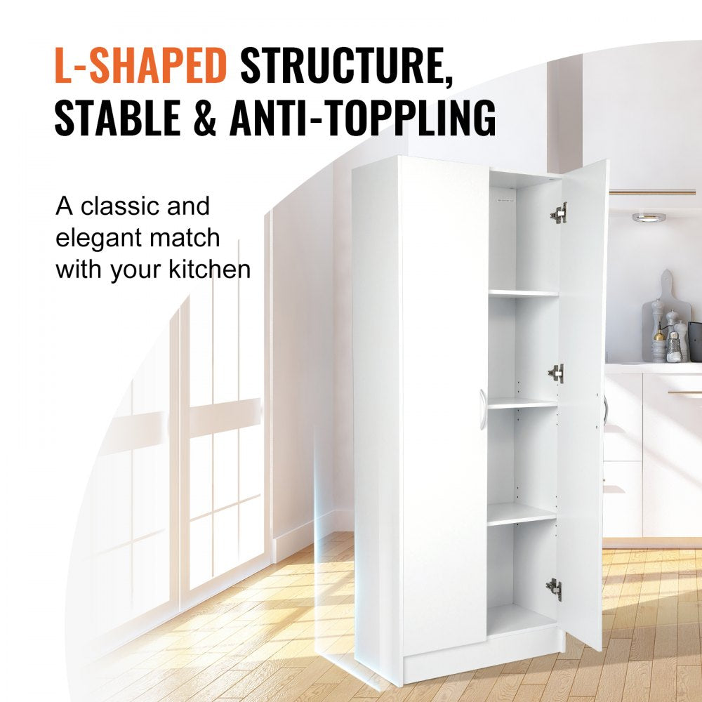 Kitchen Pantry Cabinet 60" Tall Food Pantry Storage Cabinet 110LB Loading