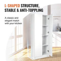 Kitchen Pantry Cabinet 60" Tall Food Pantry Storage Cabinet 110LB Loading