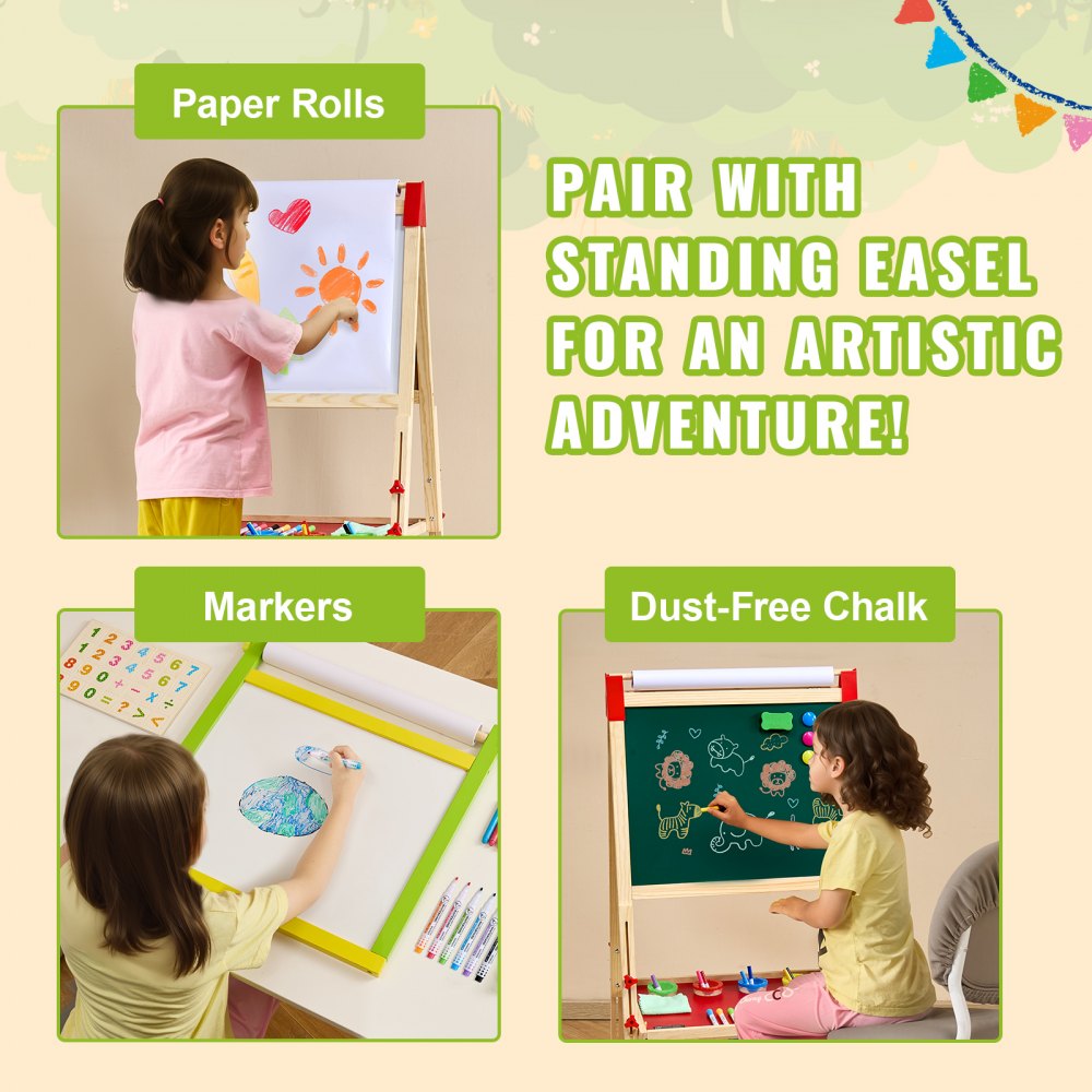 Easel Accessory Set Chalk & Markers & Paper Rolls 32PCS for Standing Easel