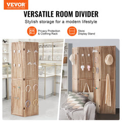 Wood Room Divider, 4 Panel Wood Folding Privacy Screen, 66.9 Inches Tall Indoor Carved Partition Divider, Portable Decoration Screen, for Room Separation, Home, Office, Restaurant & Bedroom