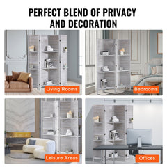 Wood Room Divider, 4 Panel Wood Folding Privacy Screen, 66.9 Inches Tall Indoor Louvered Partition Divider, Portable Decoration Screen, for Room Separation, Home, Office, Restaurant & Bedroom