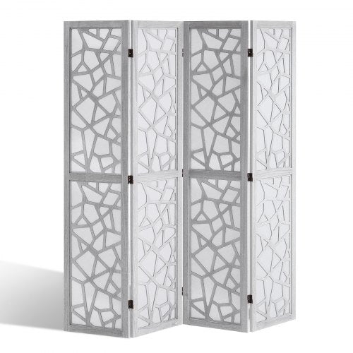 Wood Room Divider, 4 Panel Wood Folding Privacy Screen, 66.9 Inches Tall Indoor Carved Wooden Partition, Portable Decoration Screen, for Room Separation, Home, Office, Restaurant & Bedroom