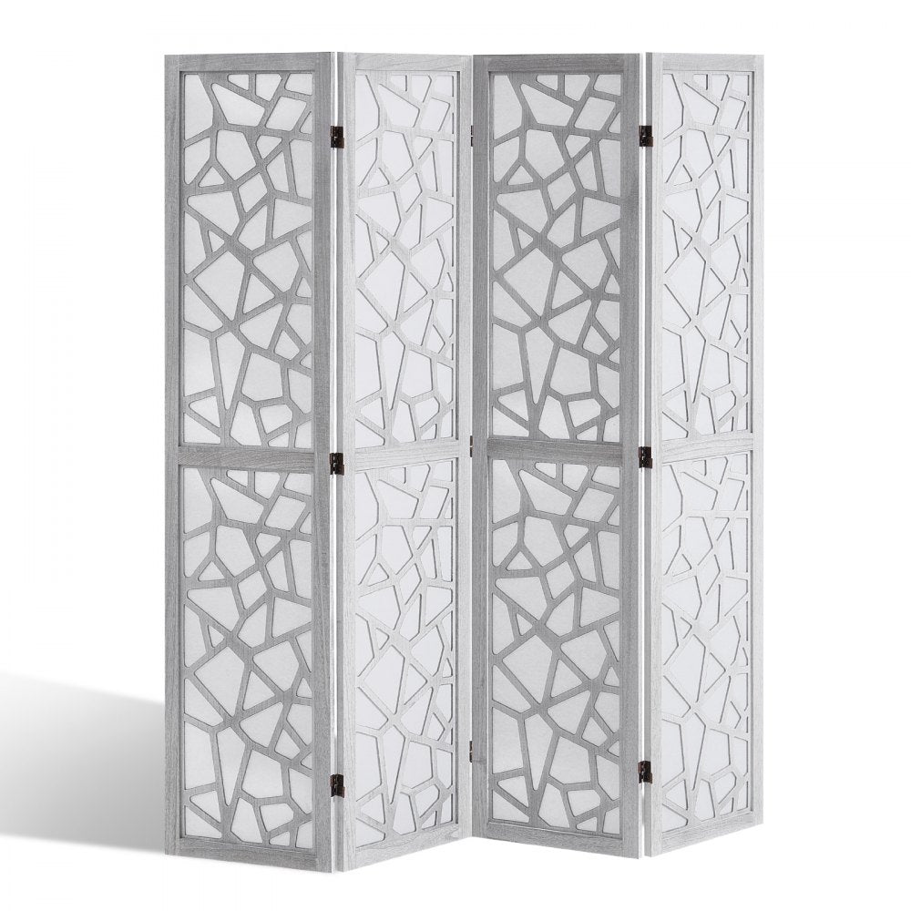 Wood Room Divider, 4 Panel Wood Folding Privacy Screen, 66.9 Inches Tall Indoor Carved Wooden Partition, Portable Decoration Screen, for Room Separation, Home, Office, Restaurant & Bedroom