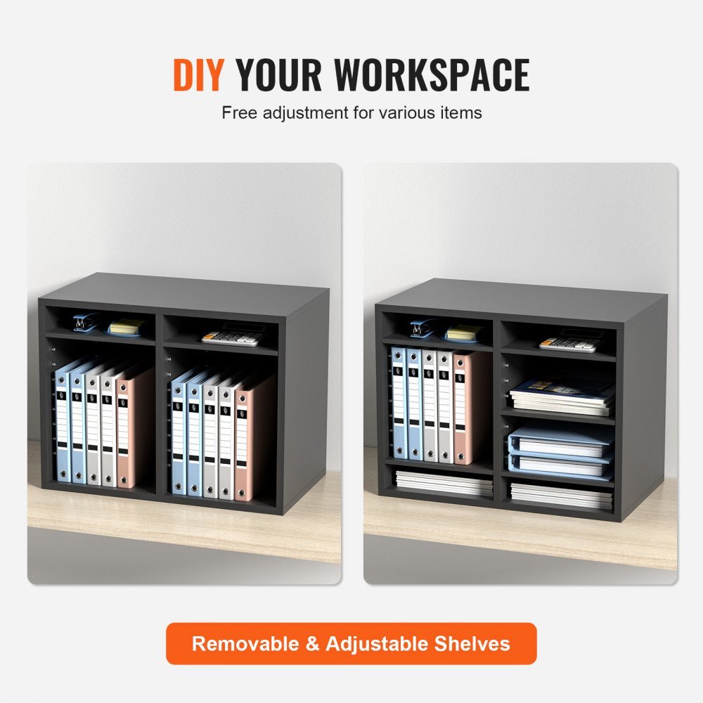 Literature Organizers, 12 Compartments Office Mailbox with Adjustable Shelves, Wood Literature Sorter 20.4x12x16.1 inches for Office, Home, Classroom, Mailrooms Organization, EPA Certified Grey