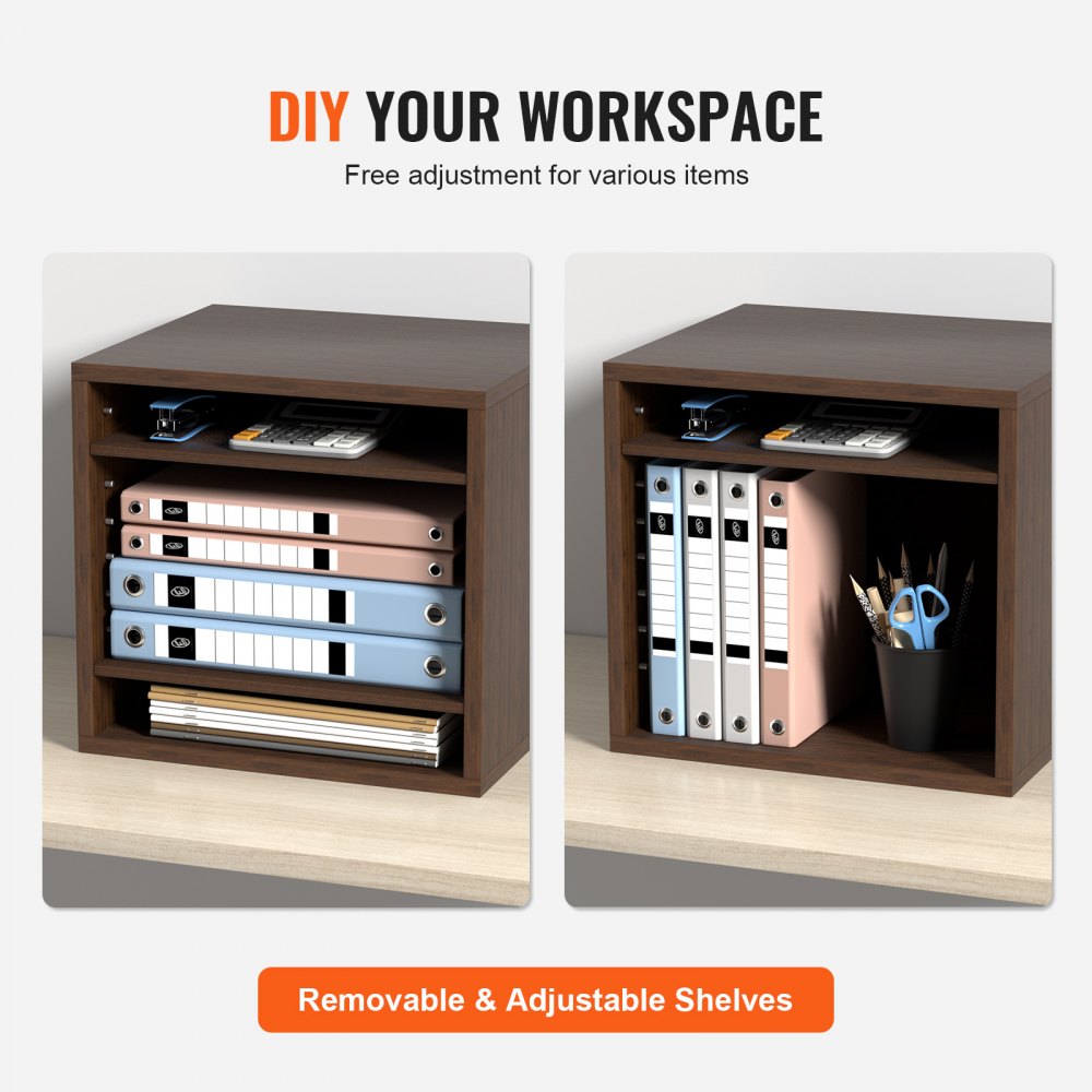 Literature Organizers, 5 Compartments Office Mailbox with Adjustable Shelves, Wood literature sorter 13.9x12x13 inches for Office, Home, Classroom, Mailrooms Organization, EPA Certified, Brown