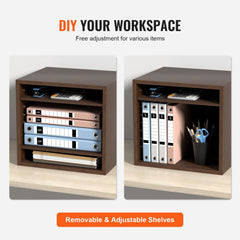 Literature Organizers, 5 Compartments Office Mailbox with Adjustable Shelves, Wood literature sorter 13.9x12x13 inches for Office, Home, Classroom, Mailrooms Organization, EPA Certified, Brown
