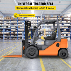 Universal Lawn Tractor Seat Replacement, Compact High Back Mower Seat, Black Vinyl Forklift Seat, Central Drain Hole Skid Steer Seat with Mounting Bolt Patterns of 8 " x 11.5 " & 11.25 " x 11.5