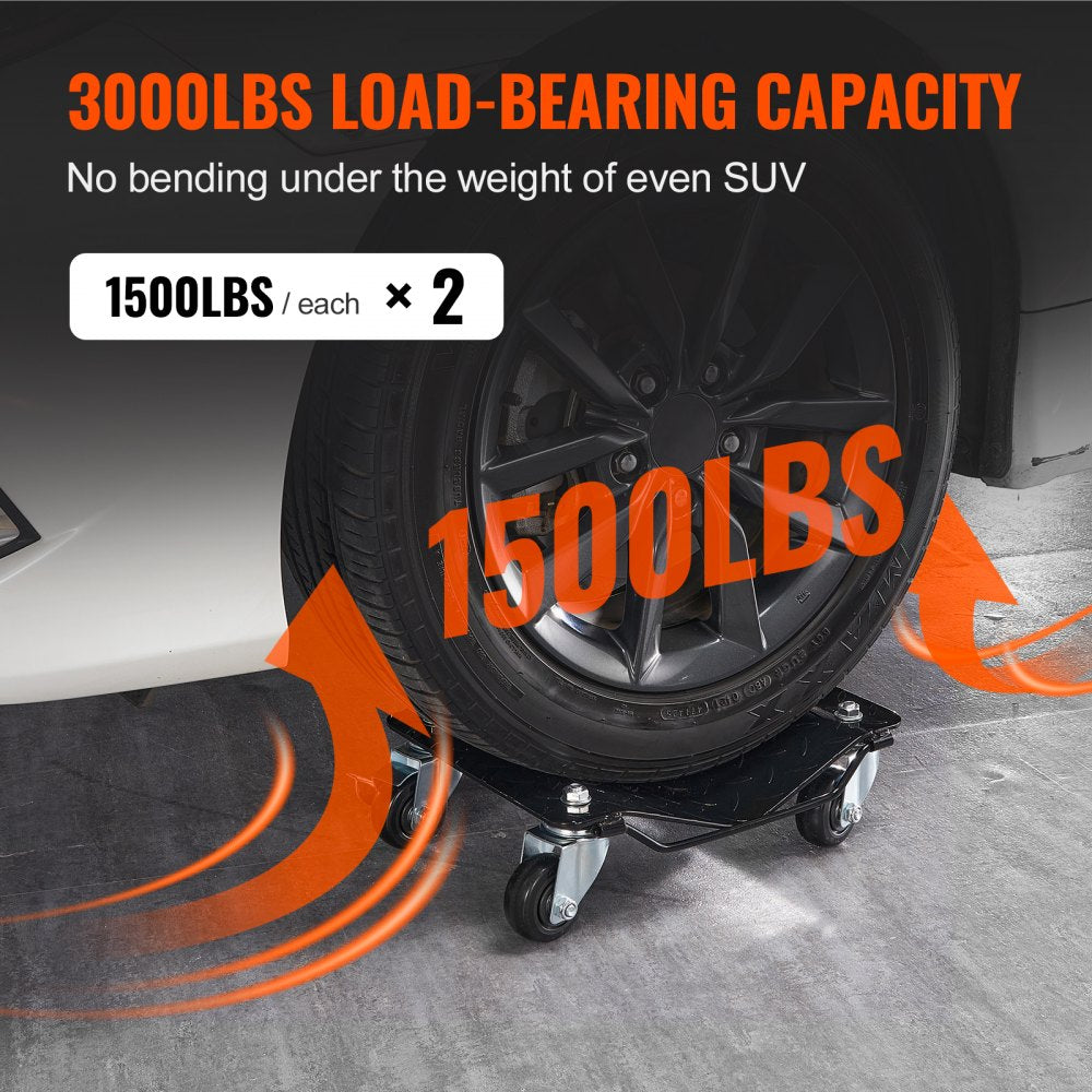 Wheel Dolly, 3000 lbs/1360 kg Car Dollies, Wheel Dolly Car Tire Stake Set of 2 Piece, Heavy-duty Car Tire Dolly Moving Cars, Trucks, Trailers, Motorcycles, and Boats