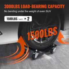 Wheel Dolly, 3000 lbs/1360 kg Car Dollies, Wheel Dolly Car Tire Stake Set of 2 Piece, Heavy-duty Car Tire Dolly Moving Cars, Trucks, Trailers, Motorcycles, and Boats
