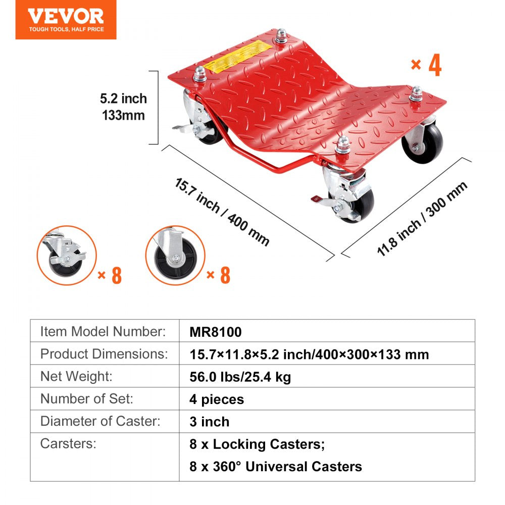 Wheel Dolly Heavy-Duty Car Tire Stake Vehicle Moving Dolly 8000 lbs 4 Pack