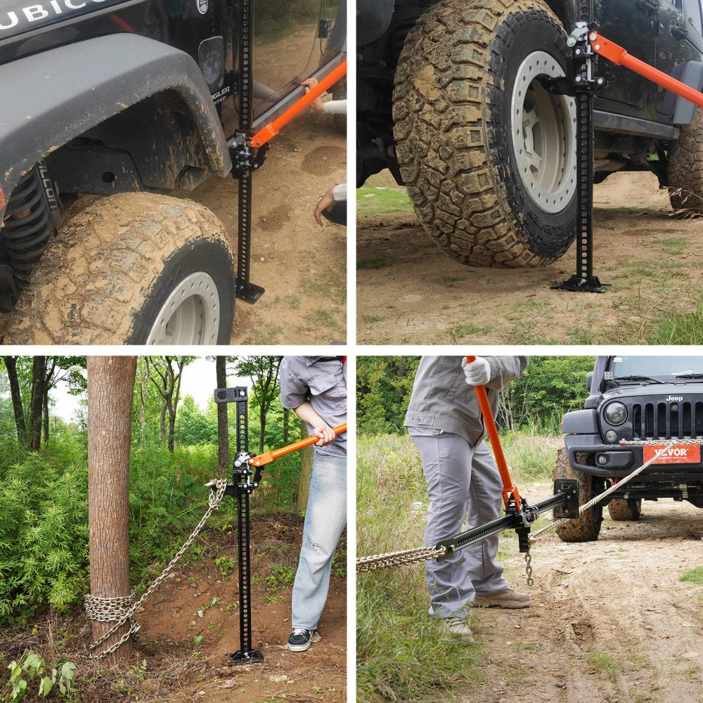 High Lift Farm Jack, 60" Utility Farm Jack, 7000 lbs Capacity Ratcheting Off Road Utility Jack, Heavy-Duty Farm Jack for Tractor, Truck, SUV, Bumper Lift, Orange